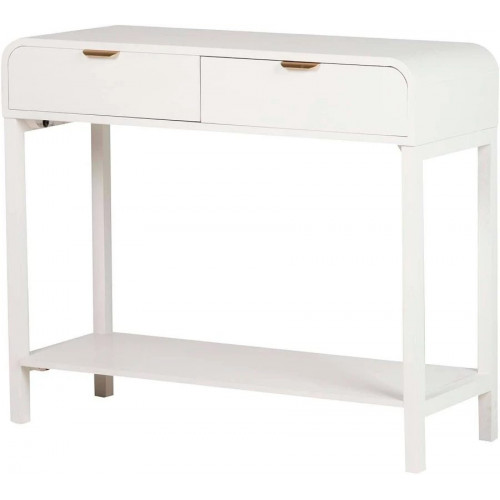 Consola Mdf Pino Blanco Dorado 90x32x75 cm