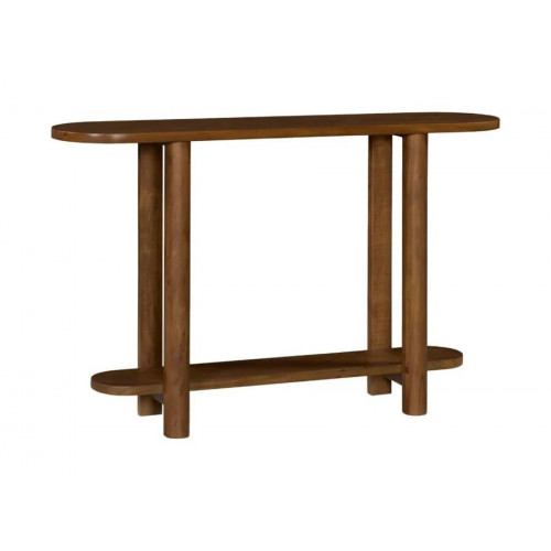 Consola ovalada de madera de acacia de 2 niveles