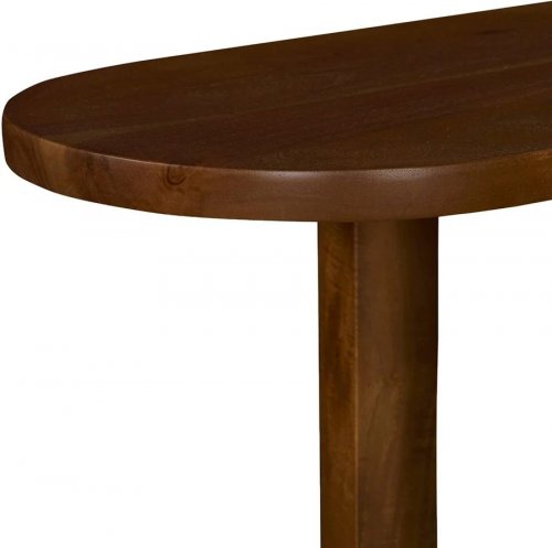 Consola ovalada de madera de acacia de 2 niveles