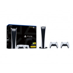 Consola PS5 - SONY PlayStation 5 Digital Edition + 2 DualSense, 825 GB, Negro, Blanco