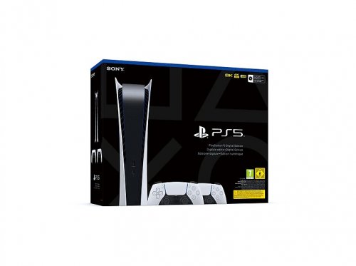 Consola PS5 - SONY PlayStation 5 Digital Edition + 2 DualSense, 825 GB, Negro, Blanco