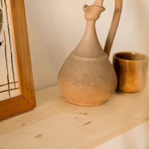 Consola recibidor de madera tono natural 100x3,2cm