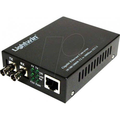 Convertidor de medios 1000base-SX monomodo, ST, 20 km.