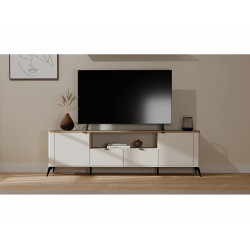 CORDOBA 2S2S - Mueble de TV - con 2 cajones - 186x43x55 cm - Beige Cachemir / Roble Castello