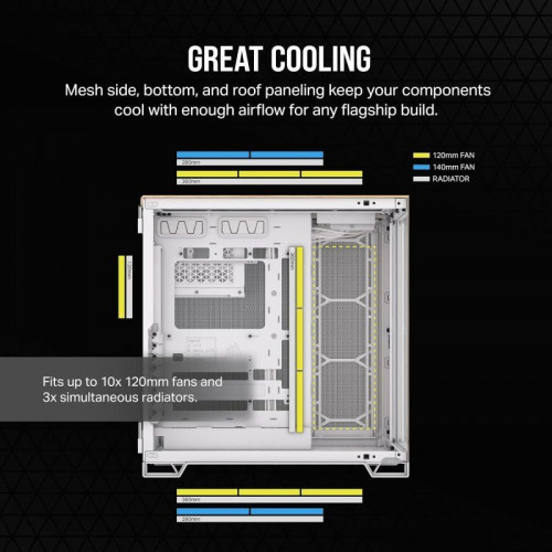 Corsair 6500X Semitorre ATX Doble Cristal Templado USB-C Blanco Bambú