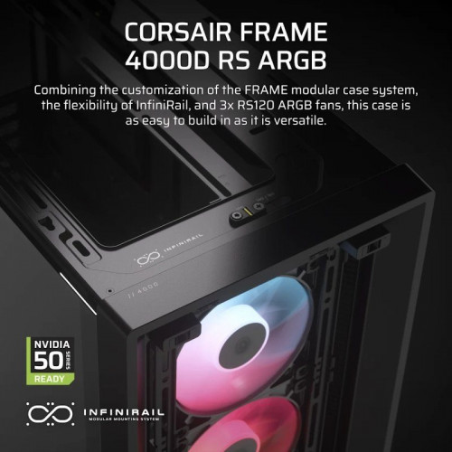 Corsair FRAME 4000D RS ARGB Semi Torre E-ATX Cristal Templado USB-C Negra