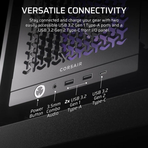 Corsair FRAME 4000D RS ARGB Semi Torre E-ATX Cristal Templado USB-C Negra