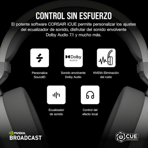 Corsair HS65 Wireless V2 Auriculares Gaming Inalámbricos 7.1 Blancos