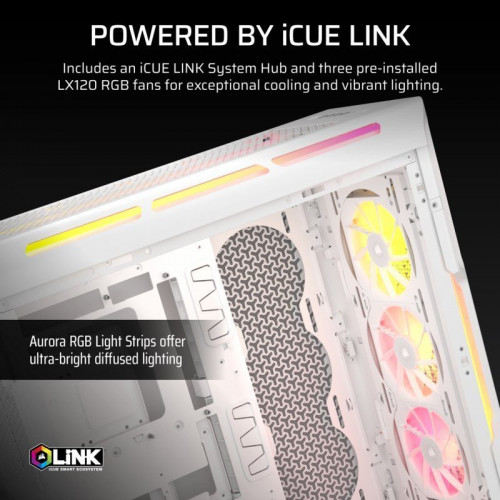 Corsair iCUE LINK 5000T LX RGB Mid Tower EATX Cristal Templado USB-C Blanca