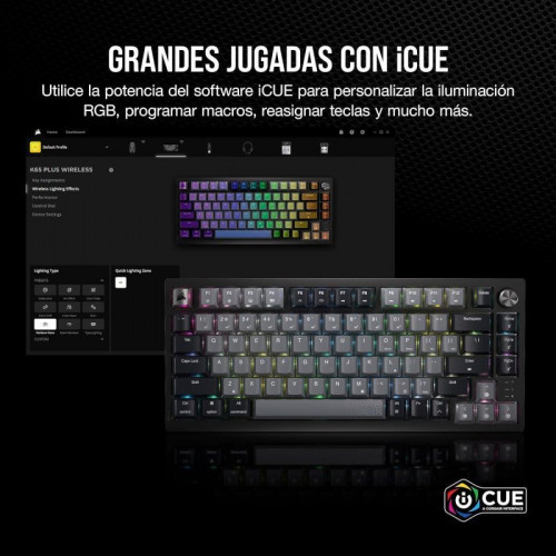 Corsair K65 PLUS WIRELESS 75% Teclado Mecánico Inalámbrico Gaming Hot Swapped MLX Red