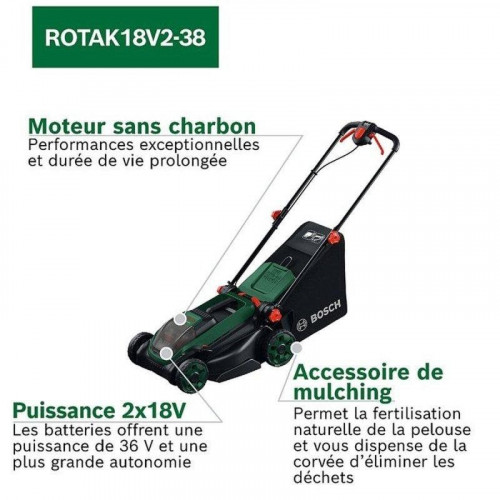Cortacésped Bosch ROTAK18V2-38 18V con Kit 2x4,0 Ah