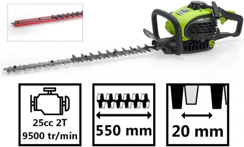 Cortasetos térmico 25cm3 motor 2 tiempos cuchilla 55cm vito rotación 90° 9500 rpm