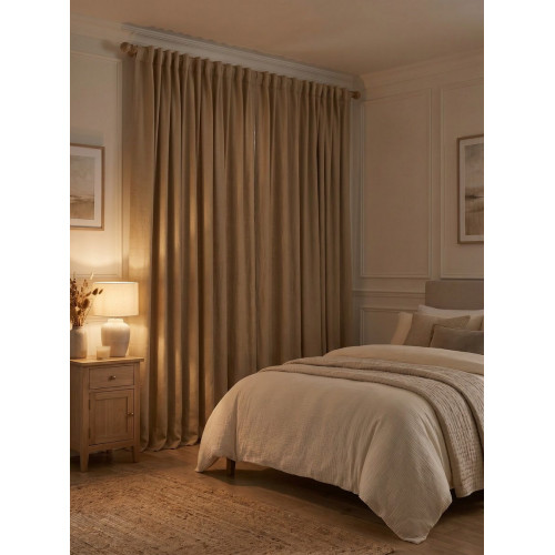 Cortina cinta frunce, trabilla oculta Danae Blackout 100% lino lavado de 200x280cm INSPIRE liso natural. Incluye cinta termoadhesiva