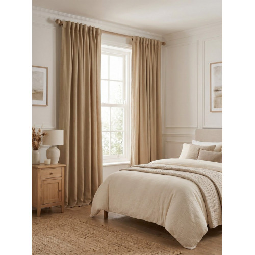 Cortina cinta frunce, trabilla oculta Danae Blackout 100% lino lavado de 200x280cm INSPIRE liso natural. Incluye cinta termoadhesiva