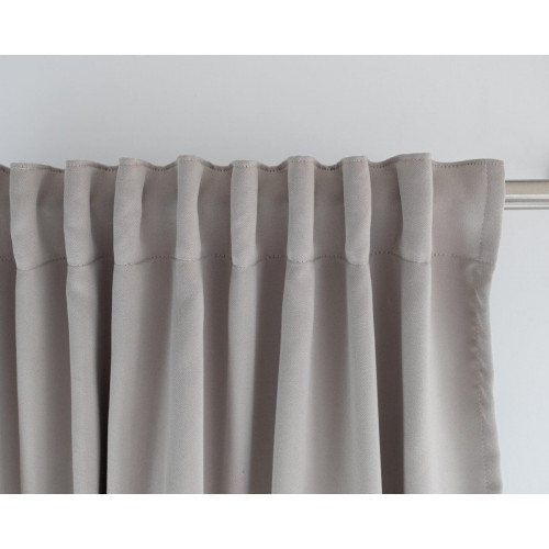 Cortina cinta frunce, trabillas opaca aislante fónico Belice poliéster de 300x270cm liso beige. Incluye cinta termoadhesiva