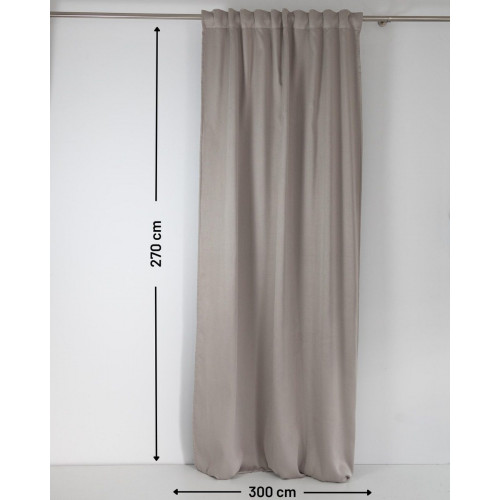 Cortina cinta frunce, trabillas opaca aislante fónico Belice poliéster de 300x270cm liso beige. Incluye cinta termoadhesiva