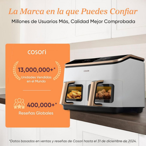 Cosori Freidora de Aire Grande con Doble Cesta 8,5L Air Fryer Blanca