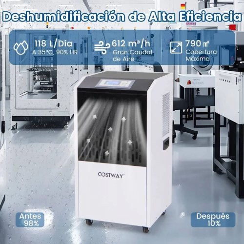 Costway Deshumidificador Comercial de 118 L con Manguera de Drenaje