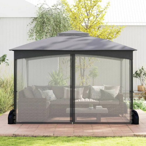 Costway Pérgola de Patio 365x300 cm con Paredes de Malla Estructura