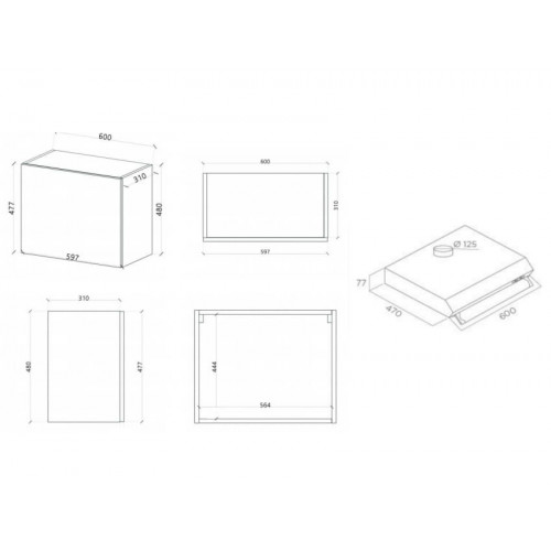 Cubierta de cocina 60x31x48 cm de madera blanca mate con una puerta y limpiador -  Massa