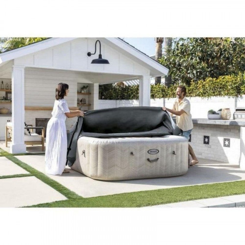 Cubierta Térmica Intex PureSpa Cuadrada 6 Plazas Espuma Alta Densidad Gris Oscuro