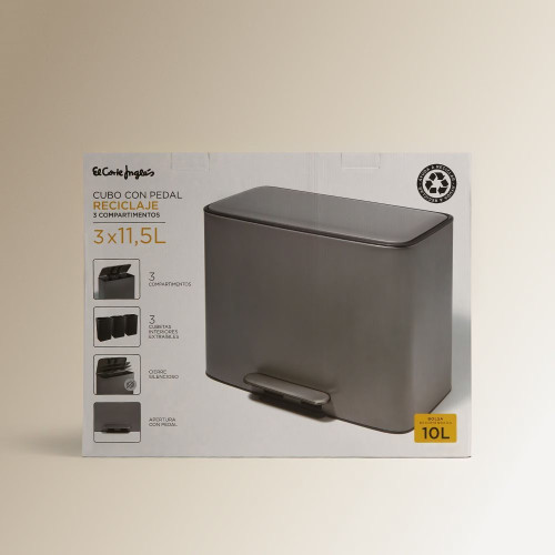 Cubo de basura con pedal 3x11,5 L EuroVolter Plata