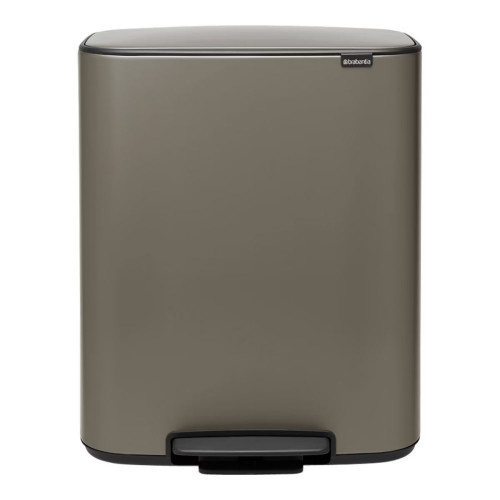 Cubo de basura con pedal para reciclar BO 2x30 L Brabantia Platino