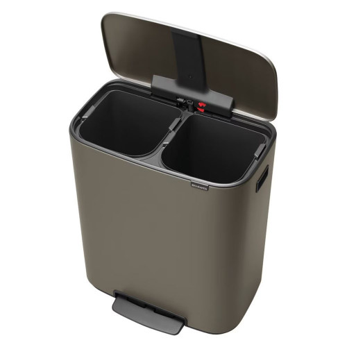 Cubo de basura con pedal para reciclar BO 2x30 L Brabantia Platino