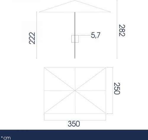 DANIELI Sombrilla 300x400 cm Rectangular SYDNEY Mástil central en madera Kotò
