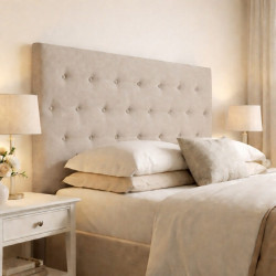 DecorQUALITY Cabecero de cama 165 PARIS Cabezal tapizado tejido antimanchas Beige 165x70 cm