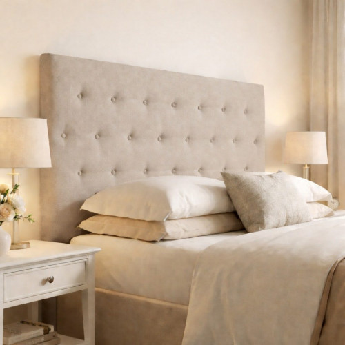DecorQUALITY Cabecero de cama 165 PARIS Cabezal tapizado tejido antimanchas Beige 165x70 cm
