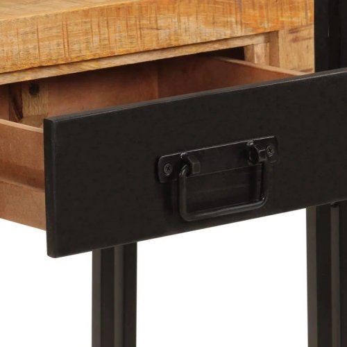 Décoshop26 mueble de Entrada Mesa Consola Con Cajones Y Balda 110 X 30 X 76 cm Madera Mango Y Hierro Negro Dec031515