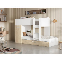 DeKit Cama Tren con armario 150 x 244 x 112 cm blanco/natural