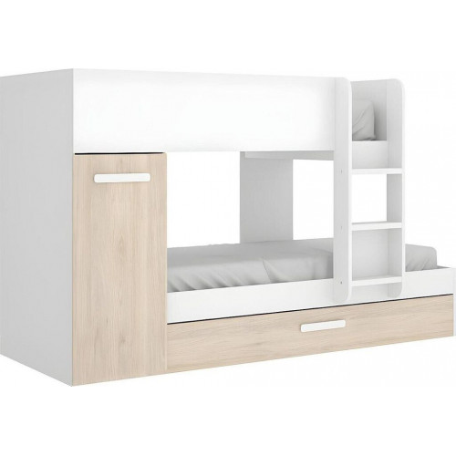 DeKit Cama Tren con armario 150 x 244 x 112 cm blanco/natural