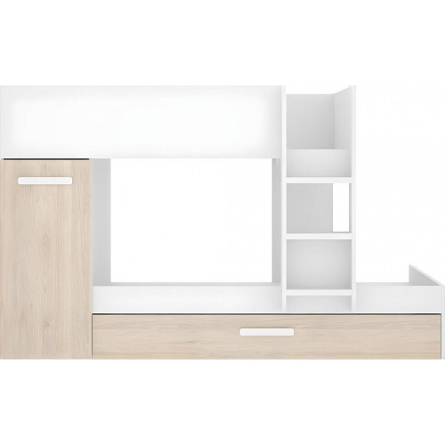 DeKit Cama Tren con armario 150 x 244 x 112 cm blanco/natural