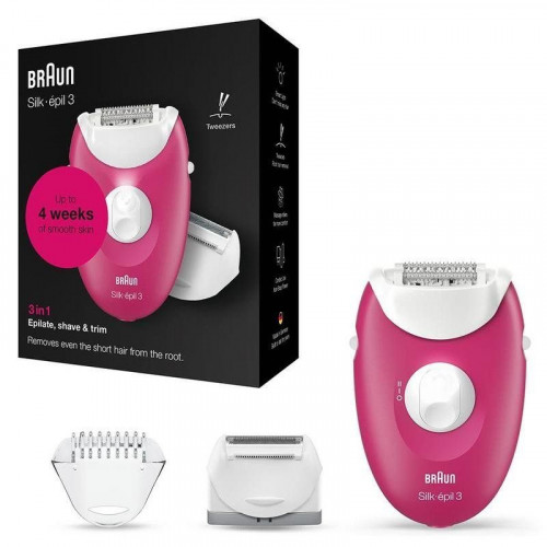 Depiladora Braun Silk-épil 3 3276 con cable 2 velocidades luz integrada rosa/blanco