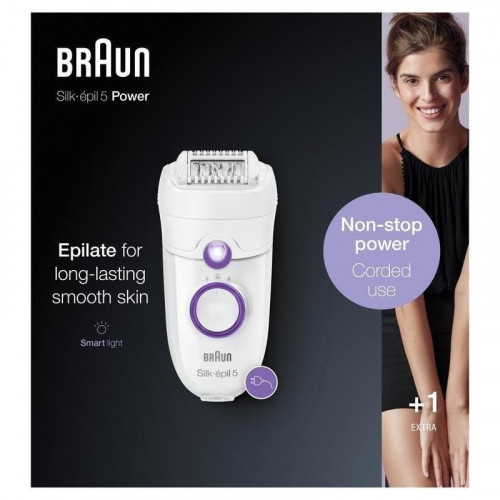 Depiladora Braun Silk-épil 5 505 Power MicroGrip dos velocidades púrpura blanco