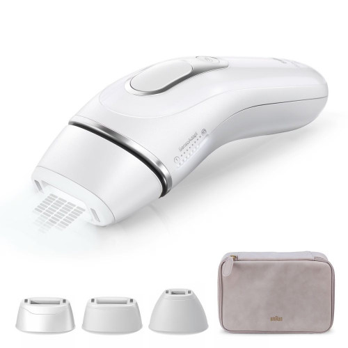 Depiladora IPL para mujer Braun Silk-expert Pro 3 PL3230 para cuerpo y cara, 3 cabezales Blanco / Plata