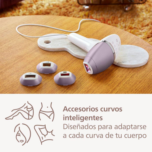 Depiladora IPL Philips Lumea Serie 8000, depilación permanente, luz pulsada, 4 cabezales, cara y cuerpo, sensor de piel inteligente Blanco