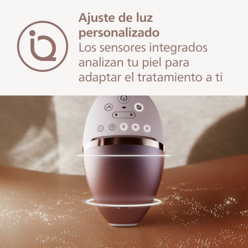 Depiladora IPL Philips Lumea Serie 9000, depilación permanente, uso sin cable, luz pulsada, 3 cabezales, cara y cuerpo, sensor de piel inteligente Blanco