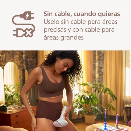 Depiladora IPL Philips Lumea Serie 9000, depilación permanente, uso sin cable, luz pulsada, 3 cabezales, cara y cuerpo, sensor de piel inteligente Blanco
