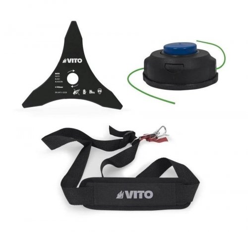 Desbrozadora sin Cable 40v + 2 baterías litio 4ah ø de corte 250-350 mm cuchilla e hilo de nylon + cargador rápido vito ego li