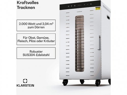 Deshidratadora - KLARSTEIN Master Jerky 300, 2000 W, Plata