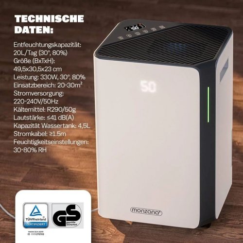 Deshumidificador eléctrico 20L/día Wifi Smart Home App