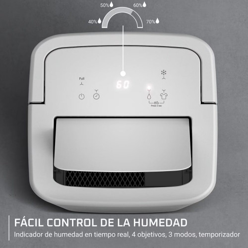 Deshumidificador Rowenta Extreme Dry Compact elimina hasta 14 litros de humedad al día, Cobertura 40 m2, 40db, DH525 Blanco