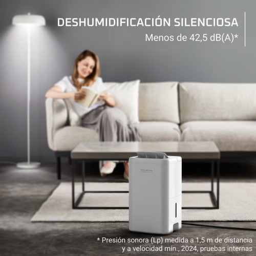 Deshumidificador Rowenta Extreme Dry Compact elimina hasta 14 litros de humedad al día, Cobertura 40 m2, 40db, DH525 Blanco