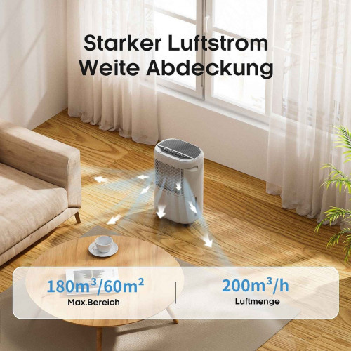 Deshumidificador Silencioso 20L para Espacios de 40-60㎡, Funcionamiento Silencioso 42dB, Doble Sistema de Drenaje