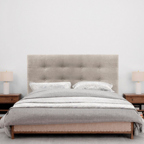 DHOME Cabecero Capitoné hasta el Suelo Cabezal 8cm tapizado Tela ACUALINE para Cama Dormitorio (160cm, Beige)