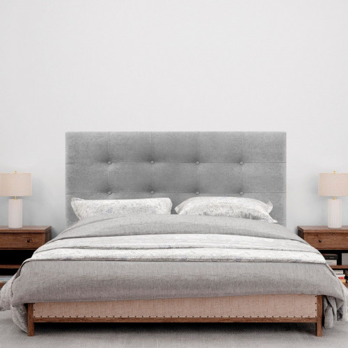 DHOME Cabecero Capitoné hasta el Suelo Cabezal 8cm tapizado Tela ACUALINE para Cama Dormitorio (150cm, Gris)