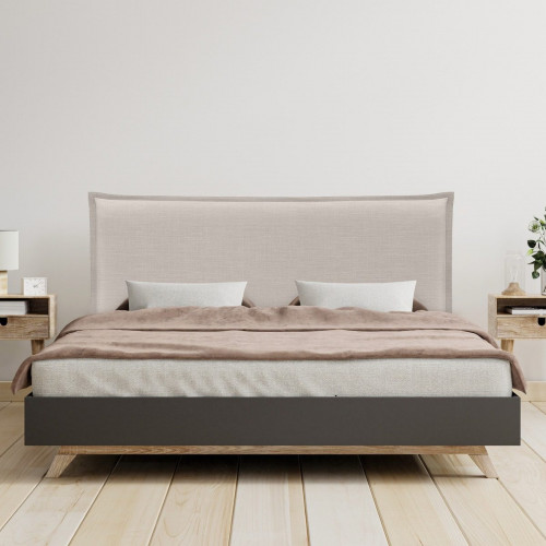 DHOME Cabecero de Lino Natural Liso con Ribete Hasta el Suelo 150x120cm Camas 150 - Beige